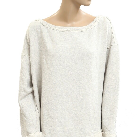 Free People Conrad Pullover Sweatshirt Top Off Shoulder Long Sleeve L NWT 283718 - Picture 5 of 8
